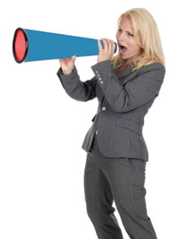 Woman With Megaphone announcing news